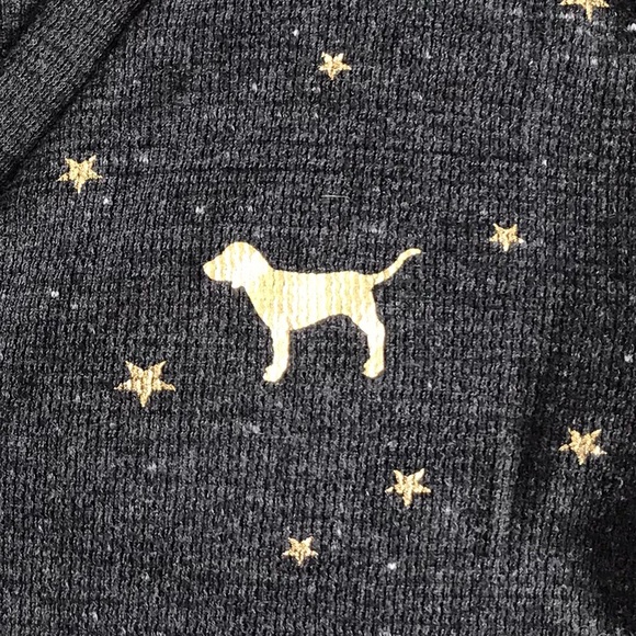 Medium Victoria's Secret Pink Gold Star Long Sleeve Shorts Romper Pajama… - Picture 5 of 13